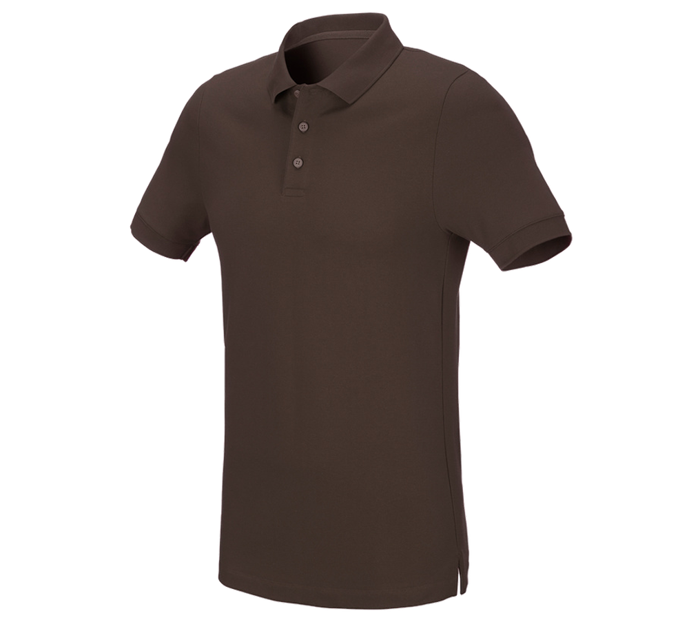 T-Shirts, Pullover & Skjorter: e.s. Pique-Polo cotton stretch, slim fit + kastanje