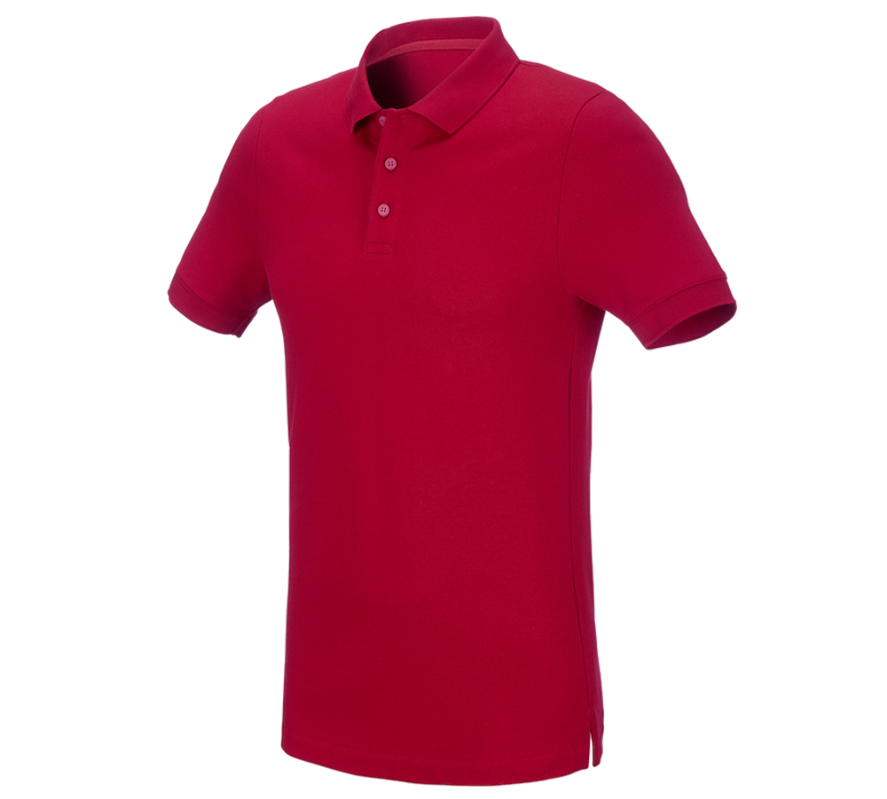 Gardening / Forestry / Farming: e.s. Pique-Polo cotton stretch, slim fit + fiery red