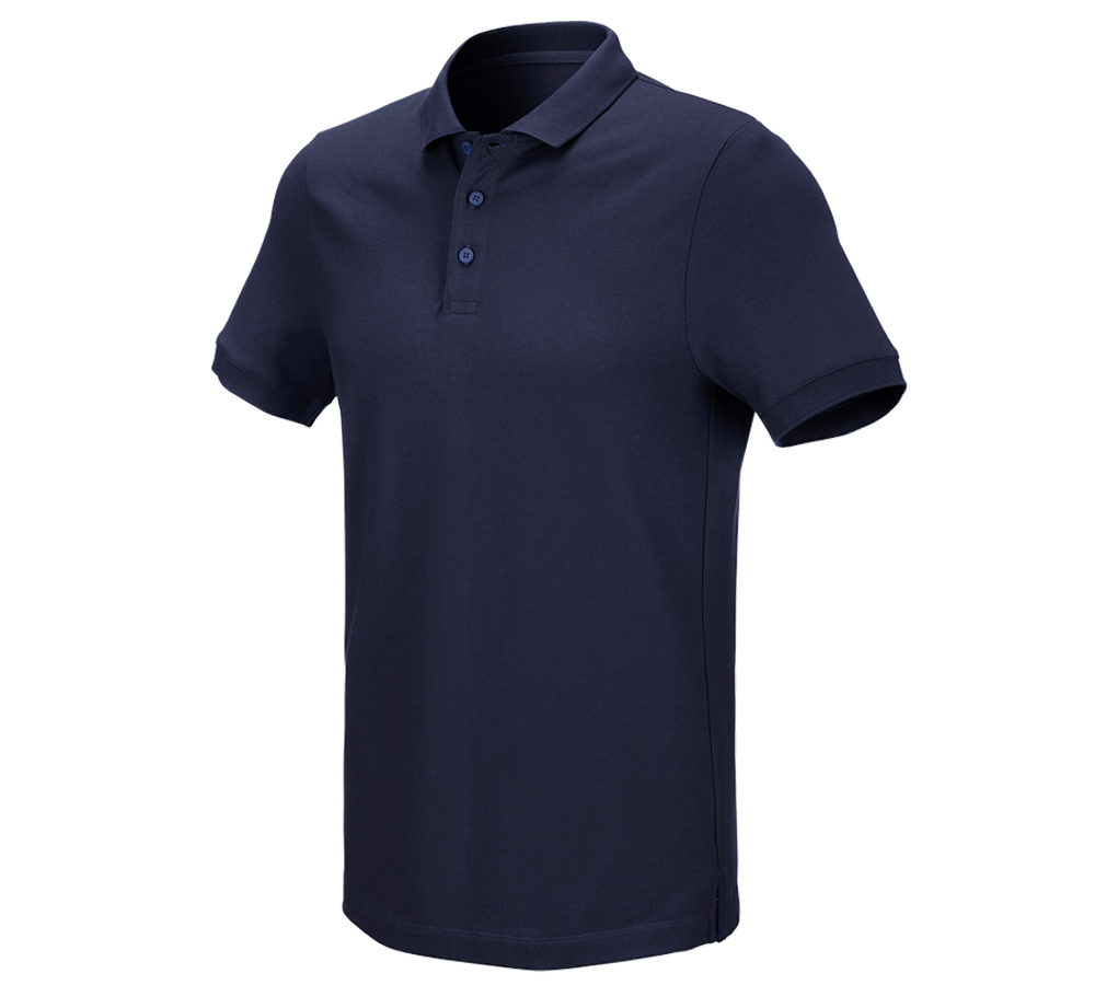 T-Shirts, Pullover & Skjorter: e.s. Pique-Polo cotton stretch + mørkeblå
