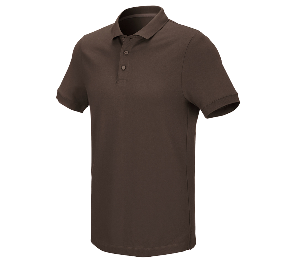 T-Shirts, Pullover & Skjorter: e.s. Pique-Polo cotton stretch + kastanje
