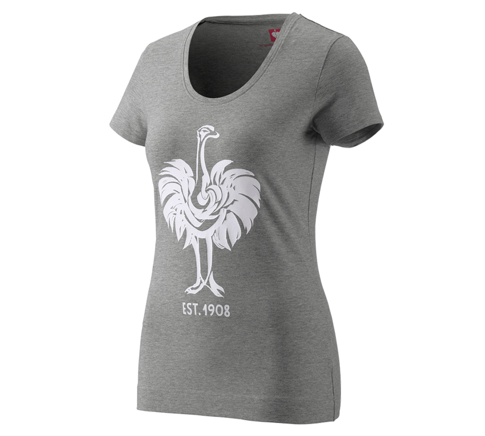 T-Shirts, Pullover & Skjorter: e.s. T-shirt 1908, damer + gråmeleret/hvid