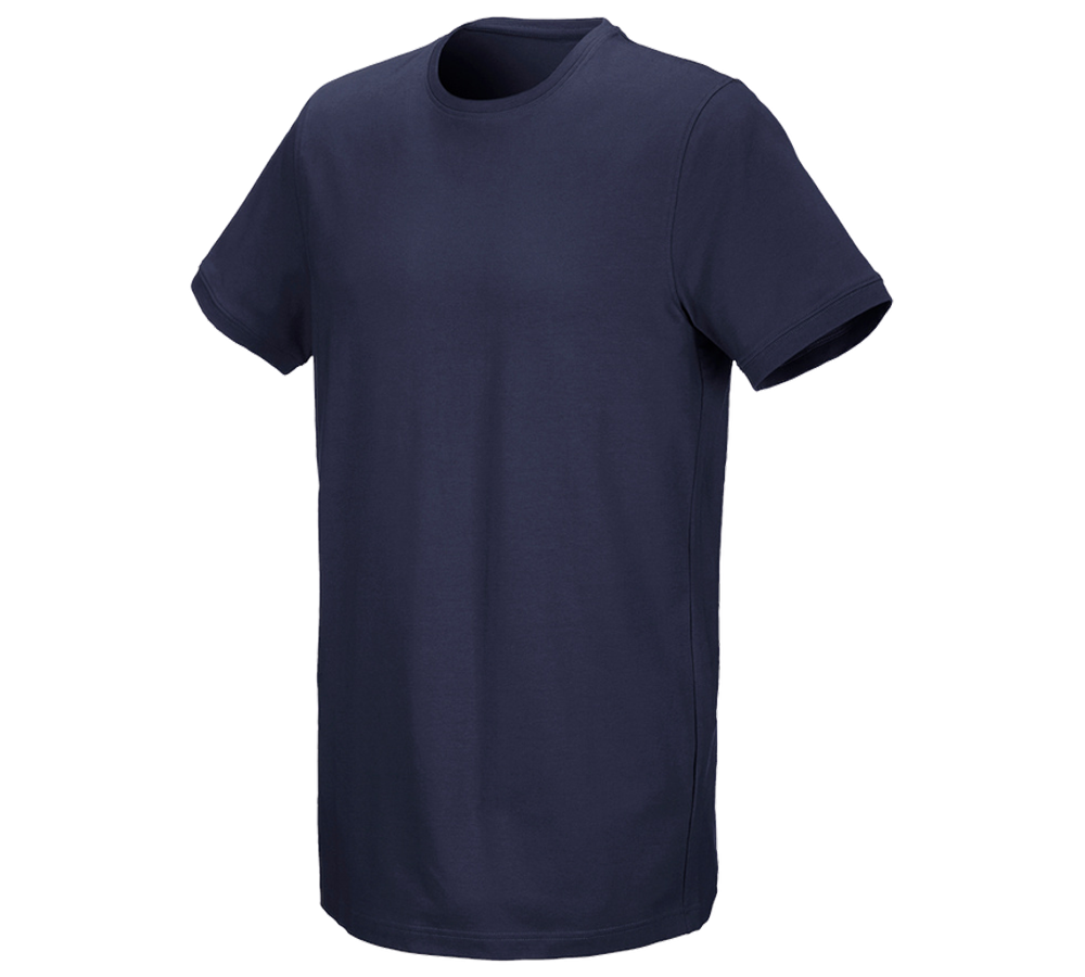 T-Shirts, Pullover & Skjorter: e.s. T-shirt cotton stretch, long fit + mørkeblå