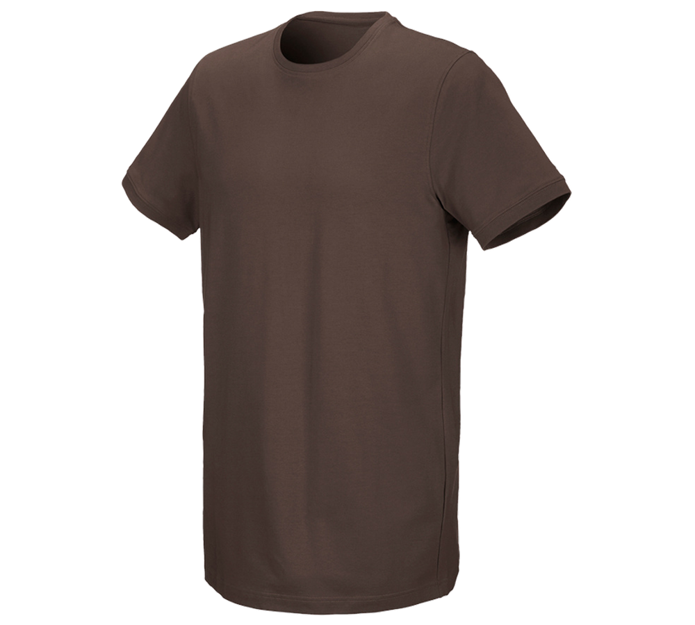 Gardening / Forestry / Farming: e.s. T-shirt cotton stretch, long fit + chestnut