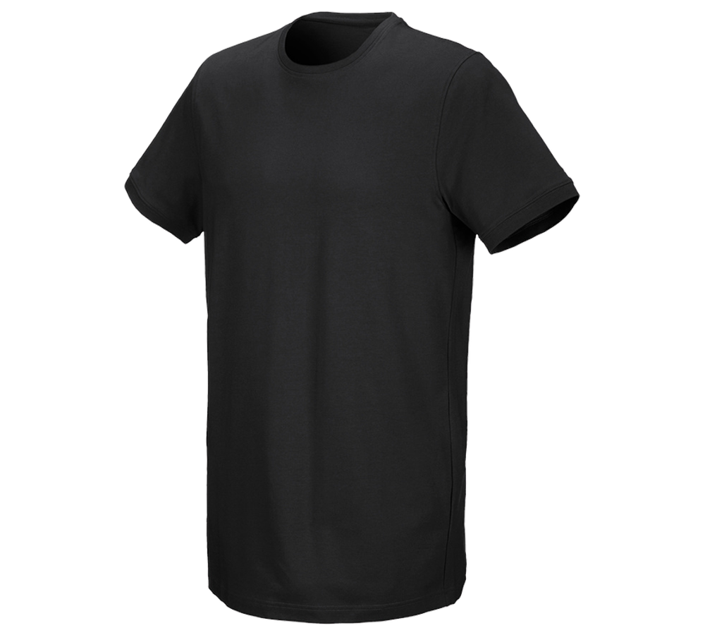 Gardening / Forestry / Farming: e.s. T-shirt cotton stretch, long fit + black