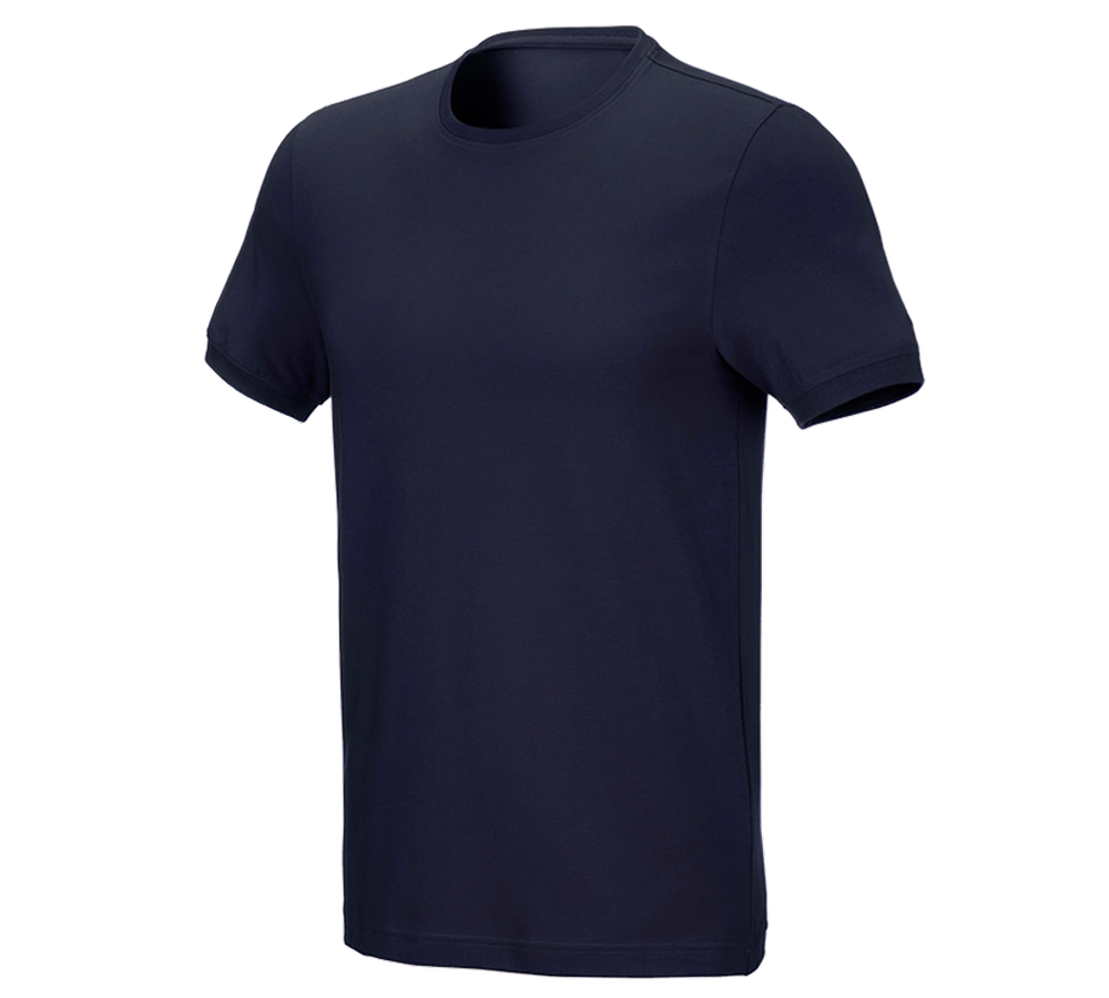 T-Shirts, Pullover & Skjorter: e.s. T-shirt cotton stretch, slim fit + mørkeblå