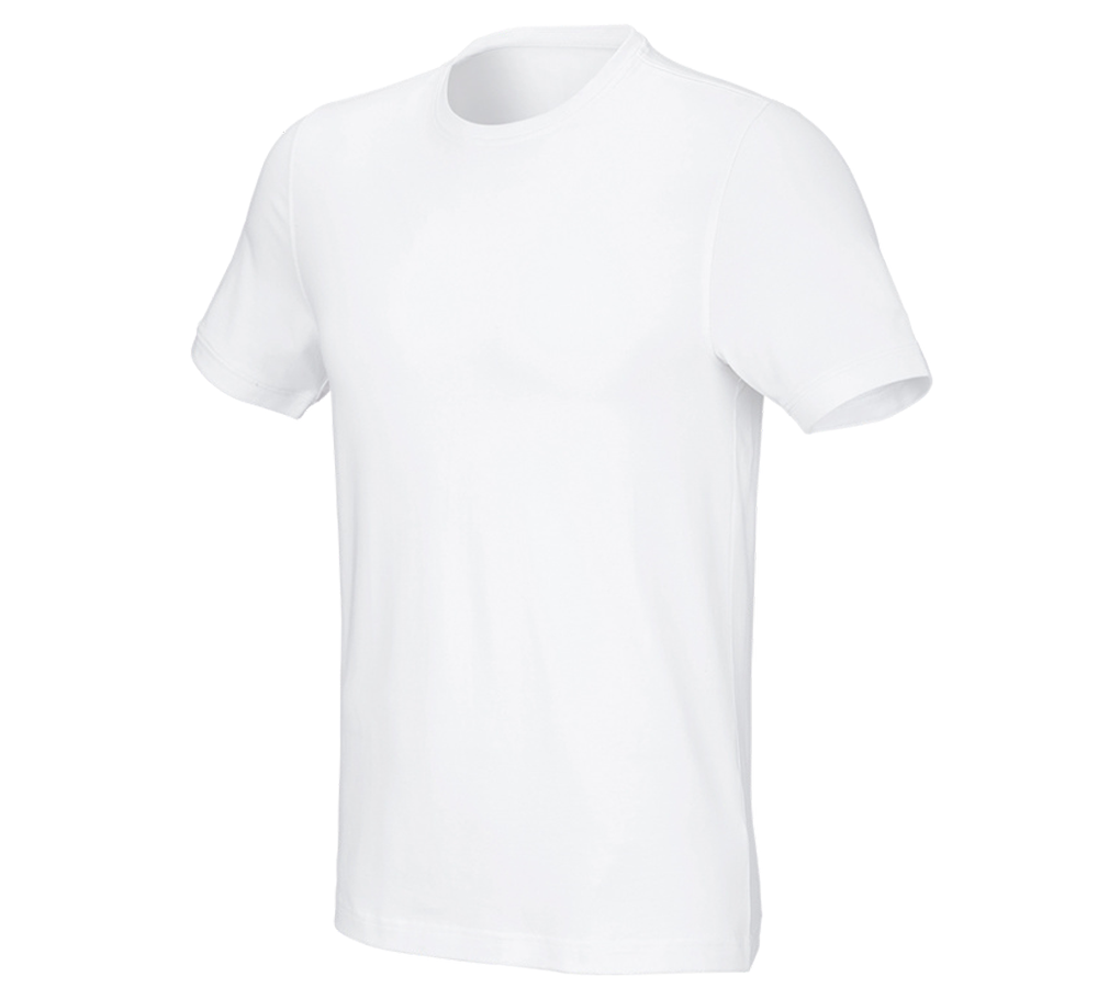 T-Shirts, Pullover & Skjorter: e.s. T-shirt cotton stretch, slim fit + hvid