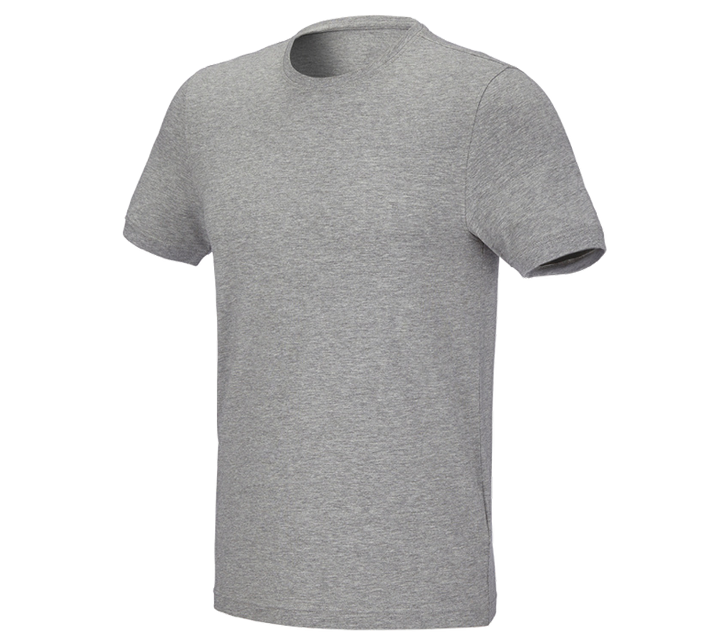 Topics: e.s. T-shirt cotton stretch, slim fit + grey melange