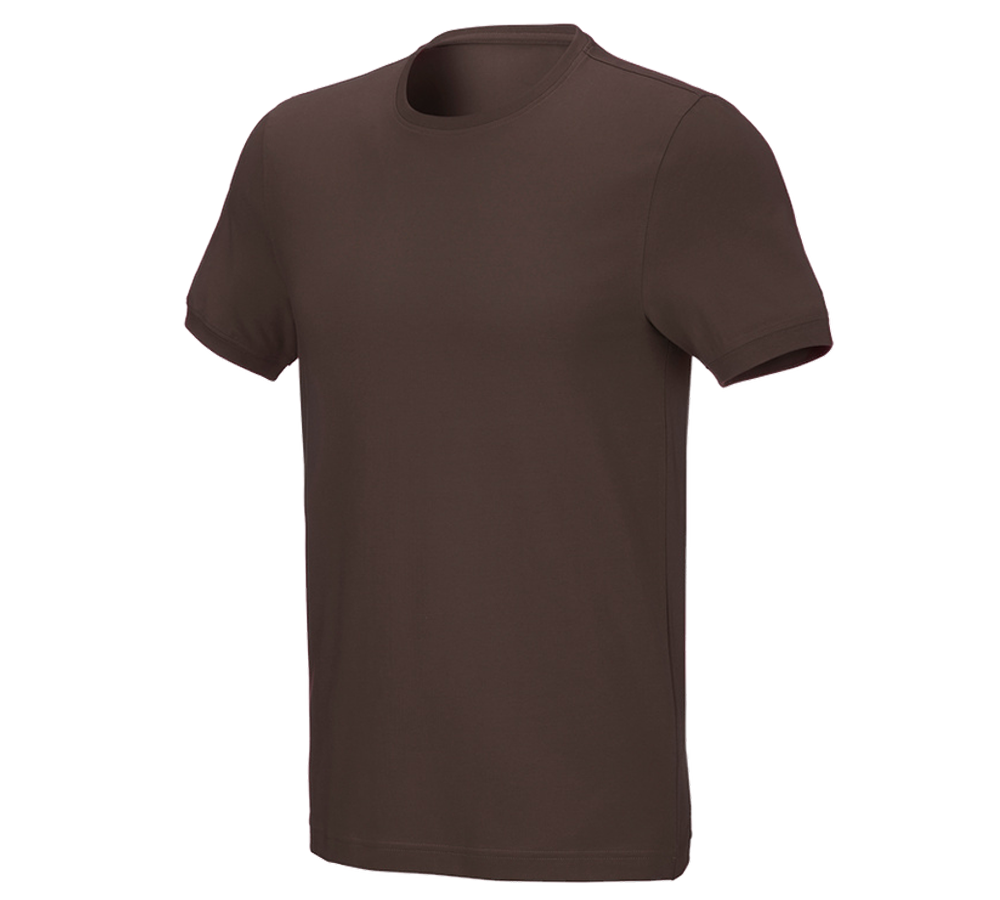 T-Shirts, Pullover & Skjorter: e.s. T-shirt cotton stretch, slim fit + kastanje