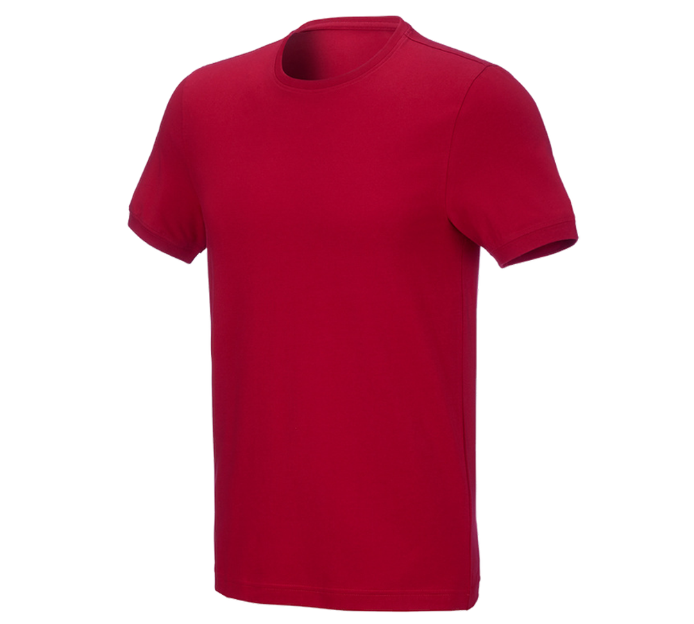 Emner: e.s. T-shirt cotton stretch, slim fit + ildrød