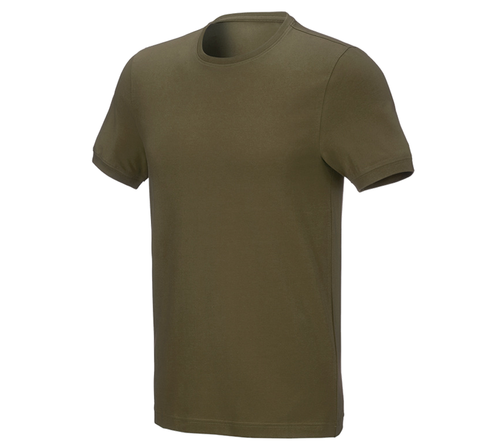 Topics: e.s. T-shirt cotton stretch, slim fit + mudgreen