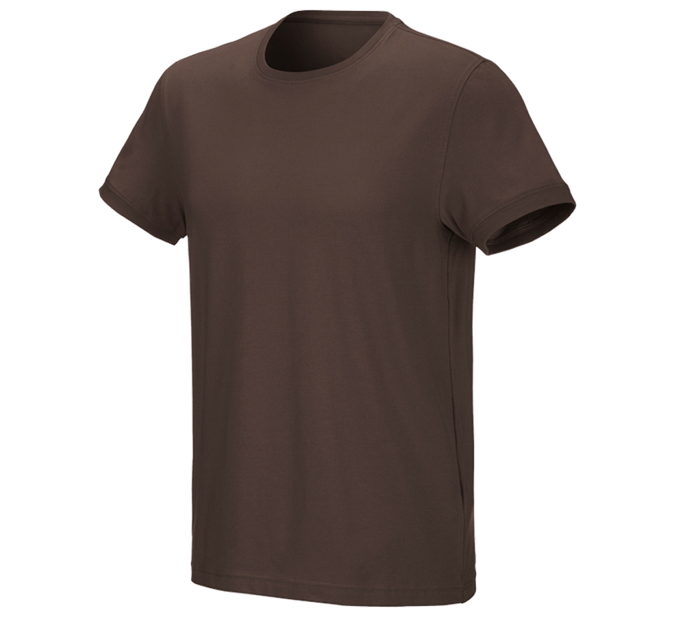 T-Shirts, Pullover & Skjorter: e.s. T-shirt cotton stretch + kastanje
