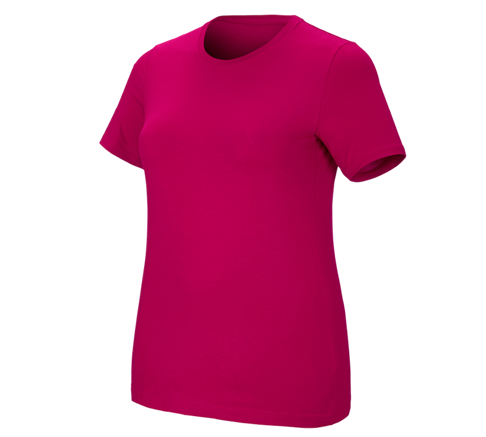 Gardening / Forestry / Farming: e.s. T-shirt cotton stretch, ladies', plus fit + berry