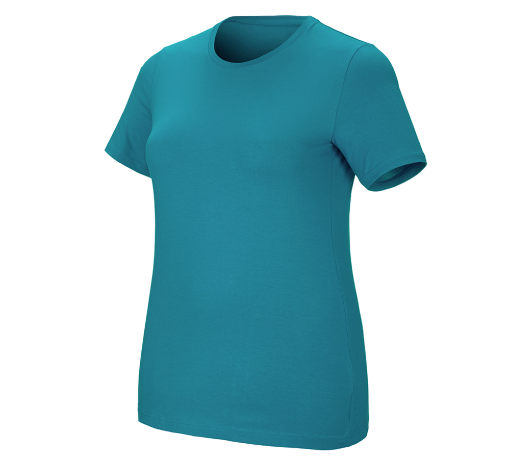 T-Shirts, Pullover & Skjorter: e.s. T-shirt cotton stretch, damer, plus fit + ocean