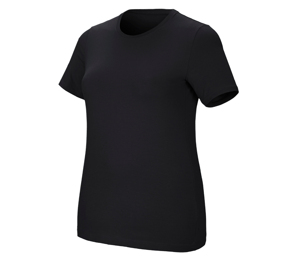 T-Shirts, Pullover & Skjorter: e.s. T-shirt cotton stretch, damer, plus fit + sort