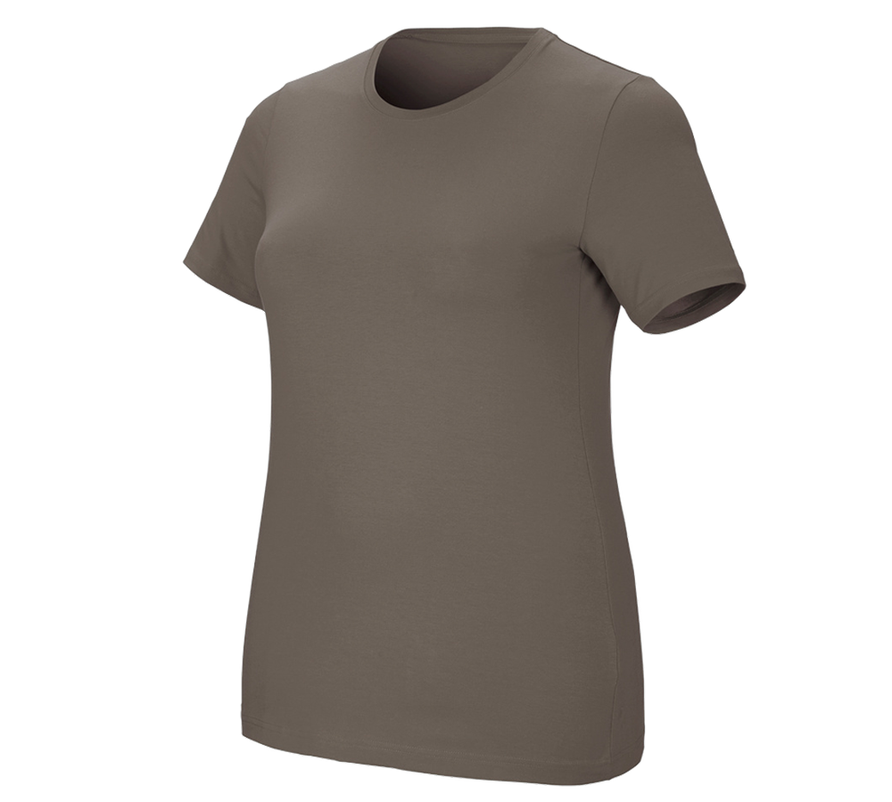 T-Shirts, Pullover & Skjorter: e.s. T-shirt cotton stretch, damer, plus fit + sten