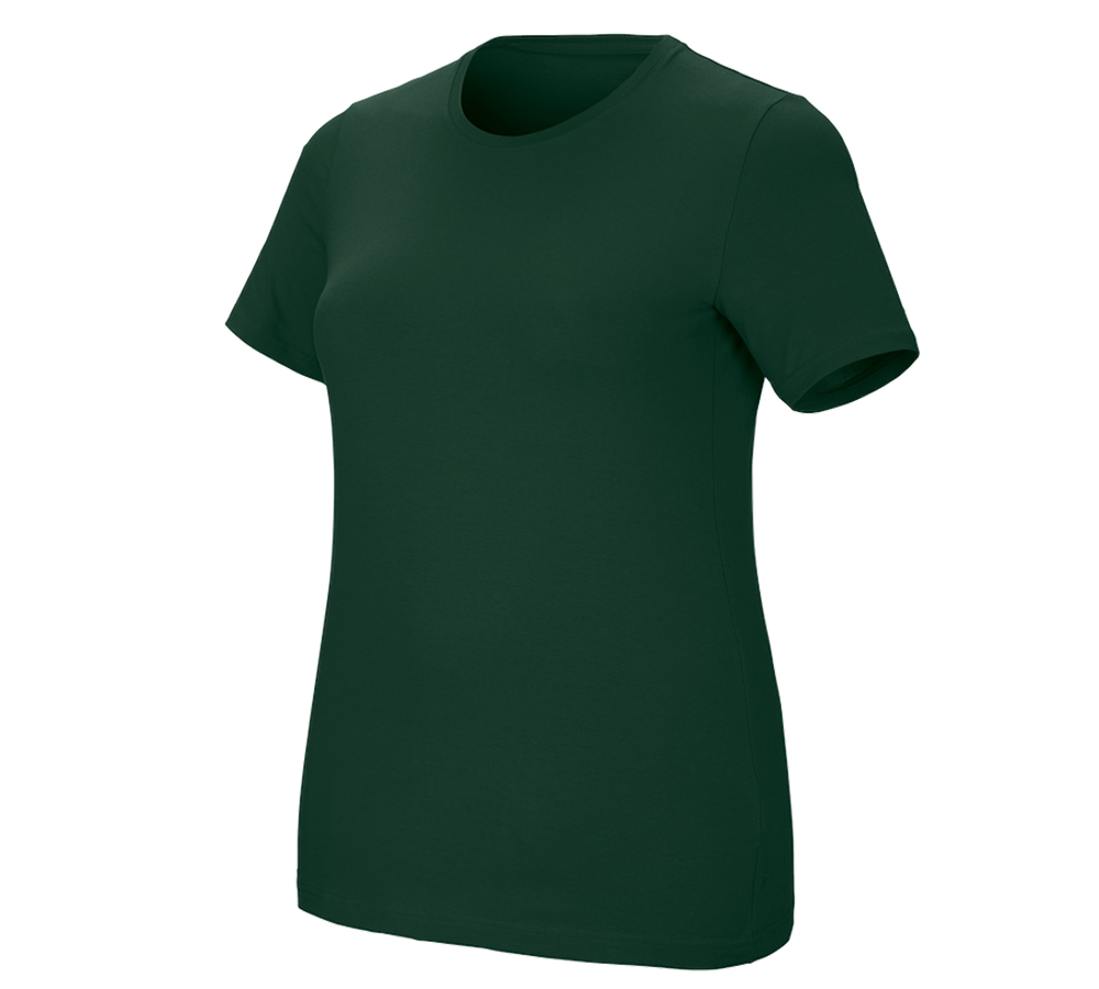 T-Shirts, Pullover & Skjorter: e.s. T-shirt cotton stretch, damer, plus fit + grøn