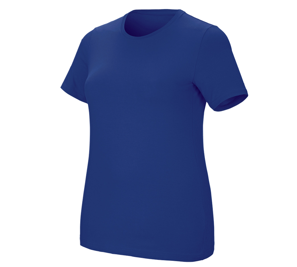 T-Shirts, Pullover & Skjorter: e.s. T-shirt cotton stretch, damer, plus fit + kornblå