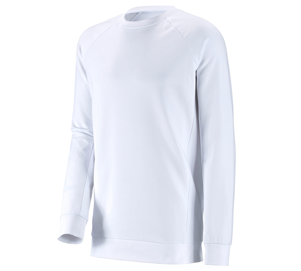 T-Shirts, Pullover & Skjorter: e.s. Sweatshirt cotton stretch, long fit + hvid
