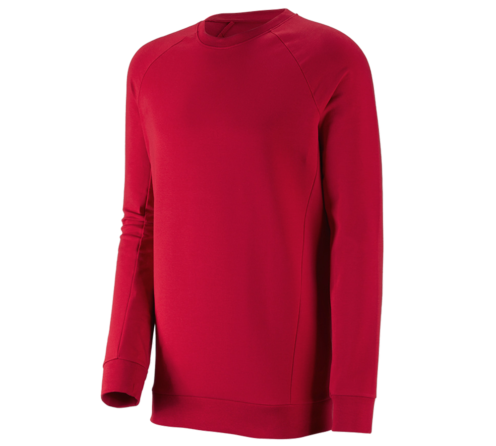 T-Shirts, Pullover & Skjorter: e.s. Sweatshirt cotton stretch, long fit + ildrød