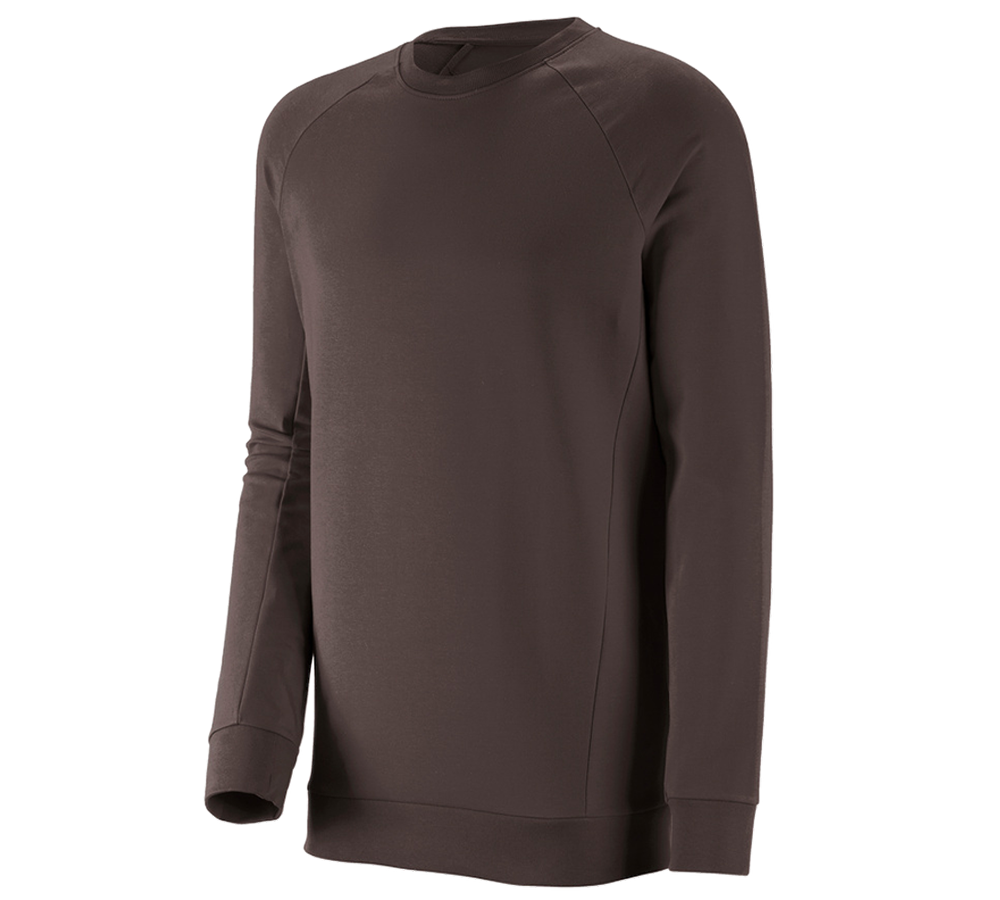 T-Shirts, Pullover & Skjorter: e.s. Sweatshirt cotton stretch, long fit + kastanje