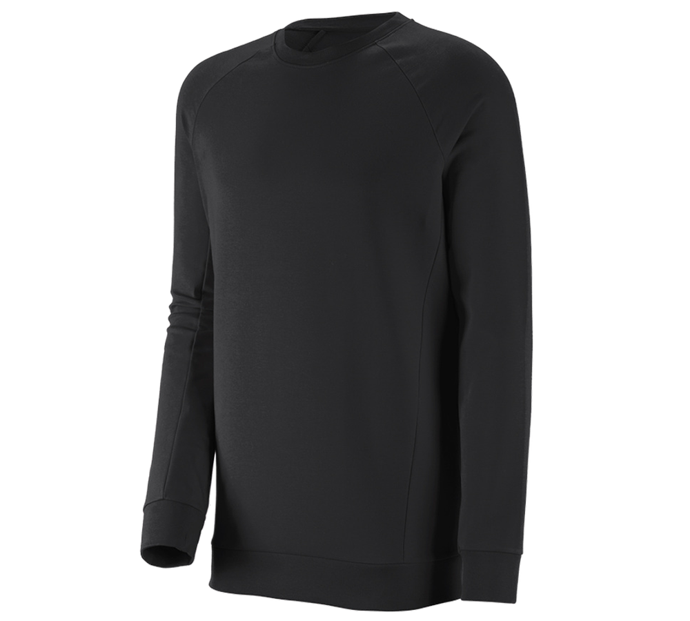 T-Shirts, Pullover & Skjorter: e.s. Sweatshirt cotton stretch, long fit + sort