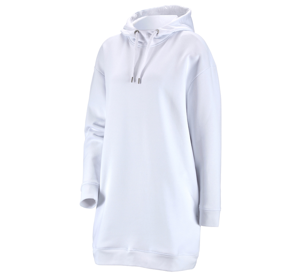 Shirts, Pullover & more: e.s. Oversize hoody sweatshirt poly cotton, ladies + white