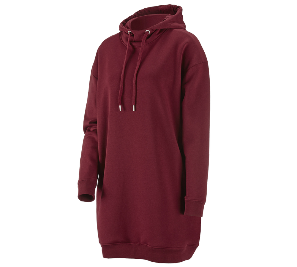 Shirts, Pullover & more: e.s. Oversize hoody sweatshirt poly cotton, ladies + bordeaux