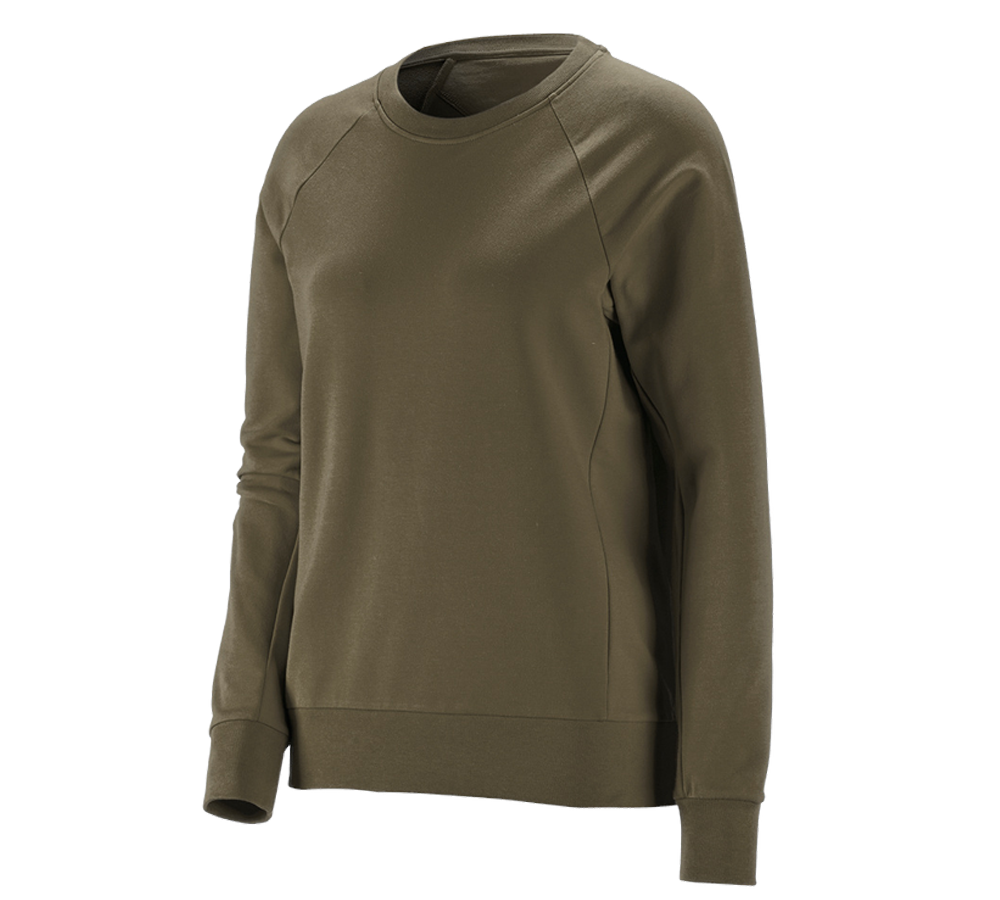 T-Shirts, Pullover & Skjorter: e.s. Sweatshirt cotton stretch, damer + slamgrøn