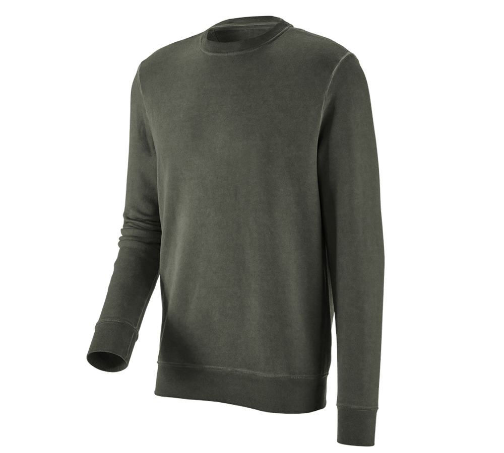 T-Shirts, Pullover & Skjorter: e.s. Sweatshirt vintage poly cotton + camouflagegrøn vintage