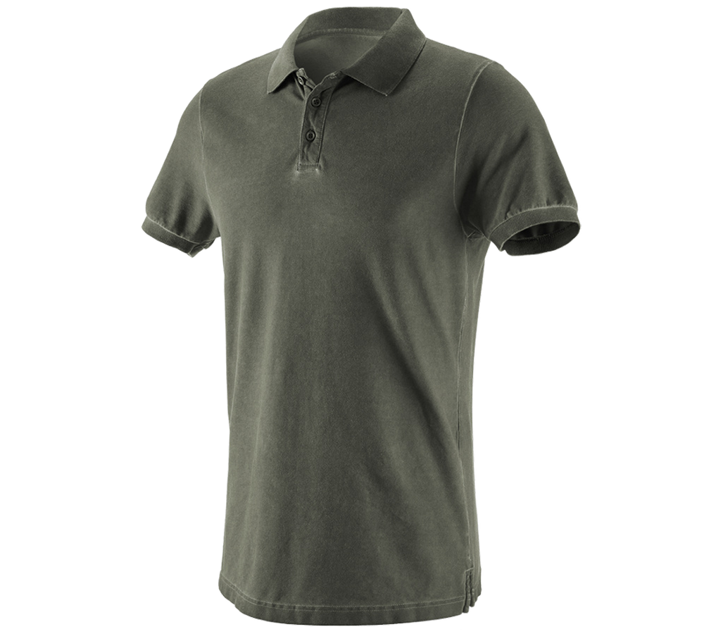 T-Shirts, Pullover & Skjorter: e.s. Polo-Shirt vintage cotton stretch + camouflagegrøn vintage
