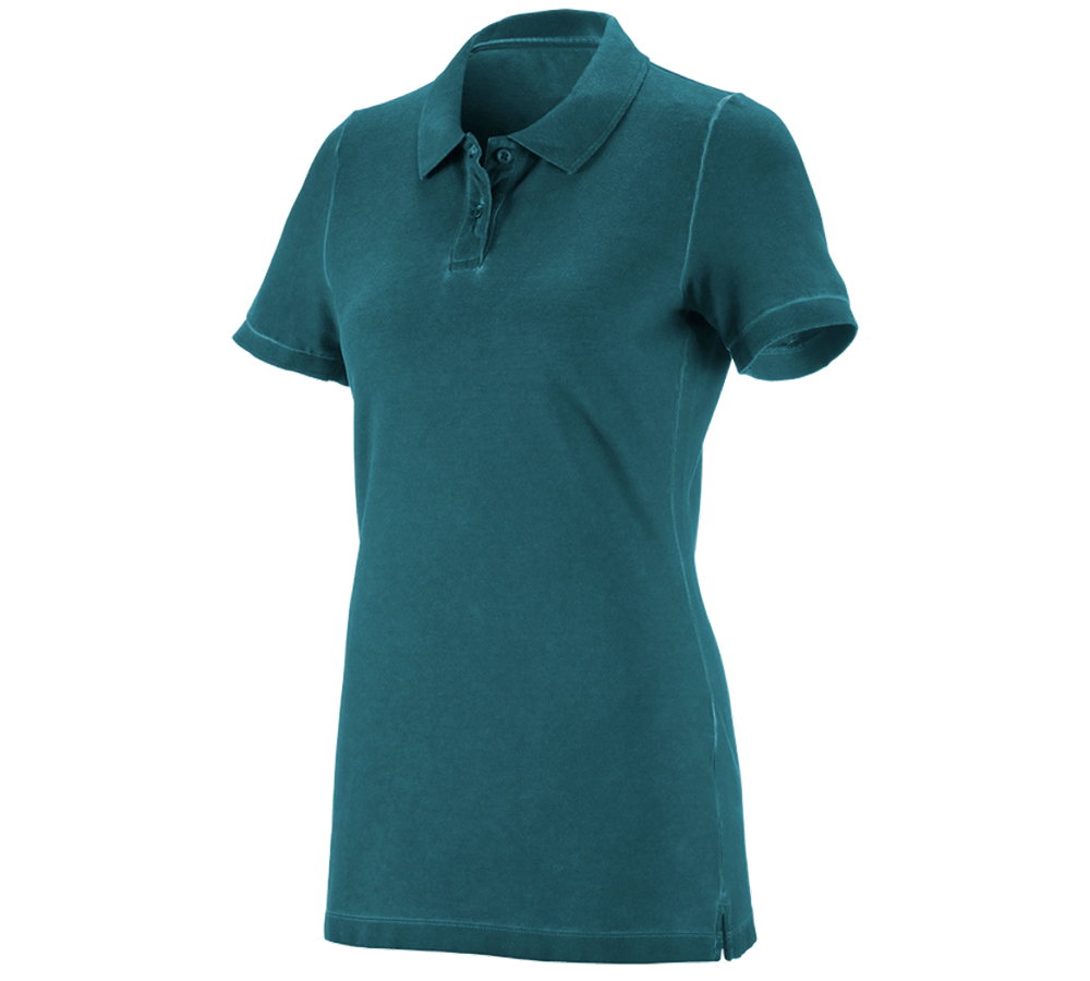 Emner: e.s. Polo-Shirt vintage cotton stretch, damer + mørk cyan vintage