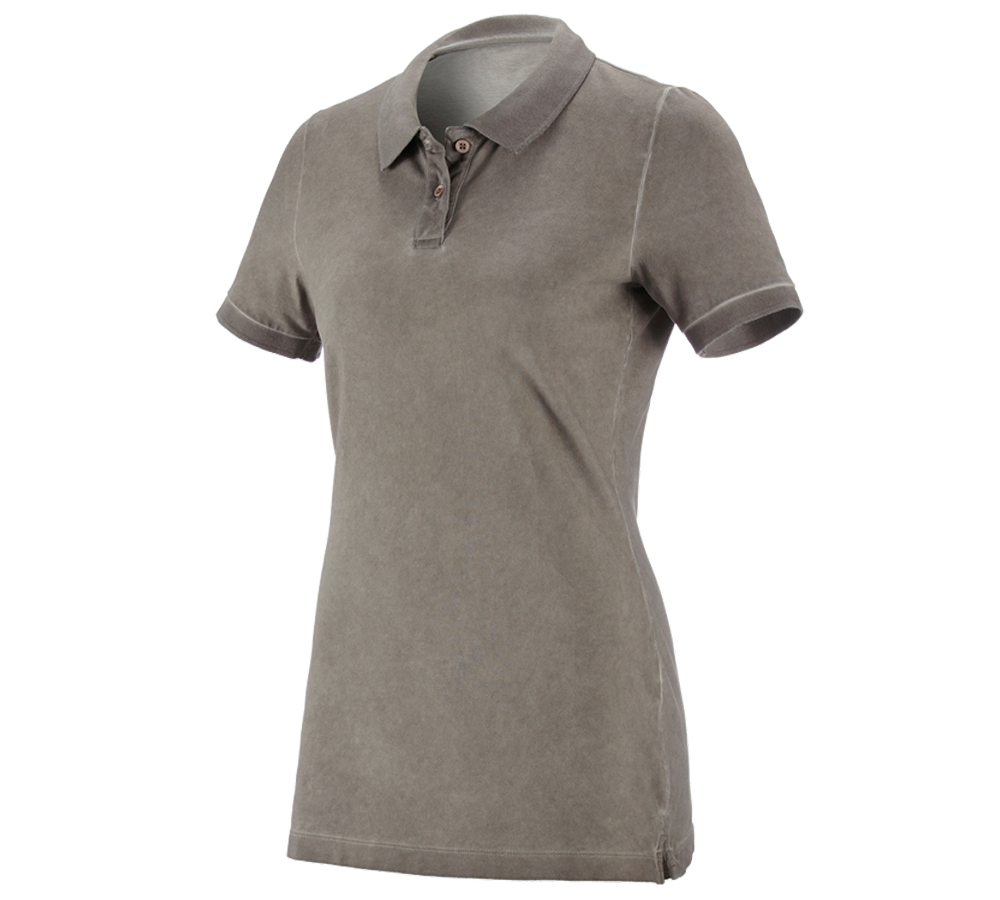 Emner: e.s. Polo-Shirt vintage cotton stretch, damer + taupe vintage