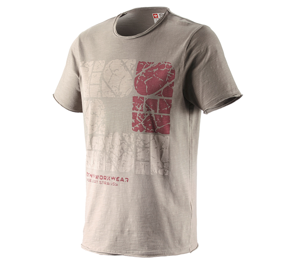 T-Shirts, Pullover & Skjorter: e.s. T-Shirt denim workwear + taupe vintage