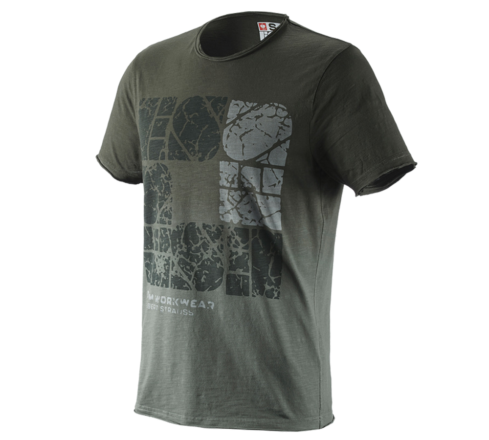 Emner: e.s. T-Shirt denim workwear + camouflagegrøn vintage