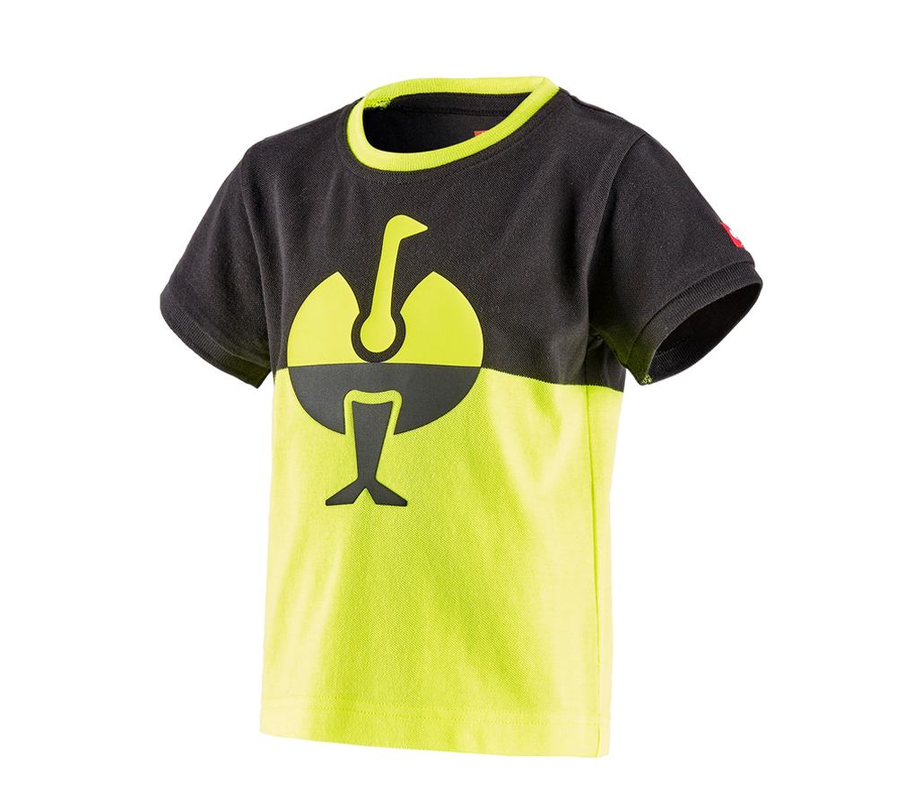 Topics: e.s. Pique-Shirt colourblock, children's + black/high-vis yellow