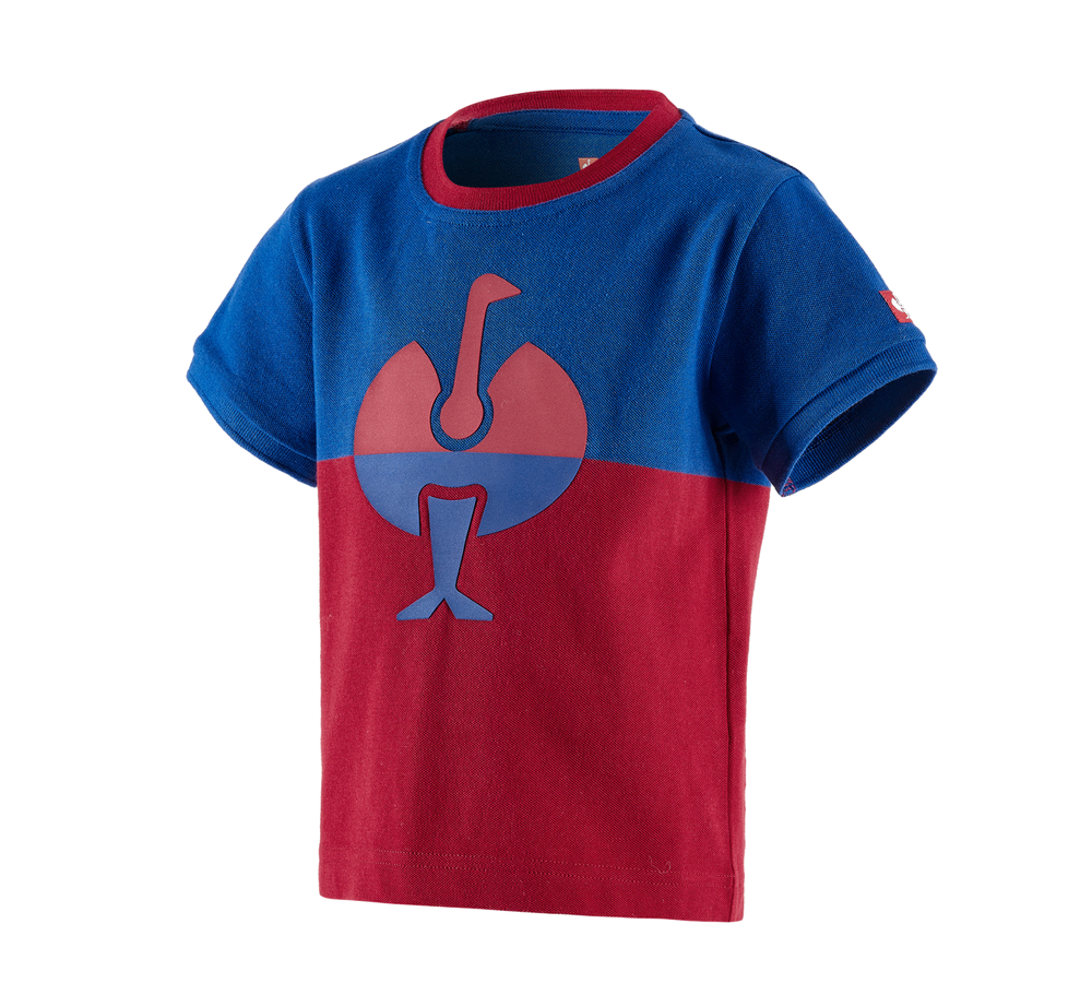 T-Shirts, Pullover & Skjorter: e.s. Pique-Shirt colourblock, børne + kornblå/ildrød