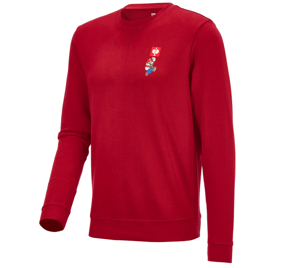 T-Shirts, Pullover & Skjorter: Super Mario sweatshirt, herrer + ildrød