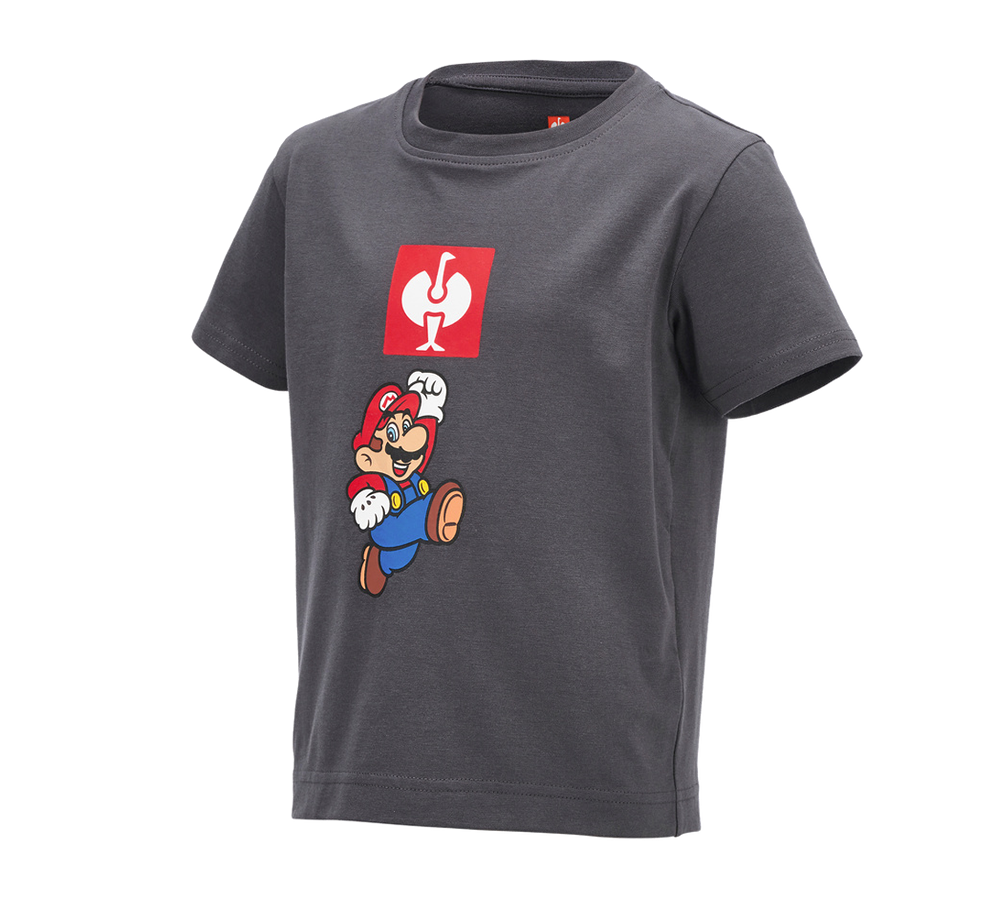 T-Shirts, Pullover & Skjorter: Super Mario T-shirt, børne + antracit