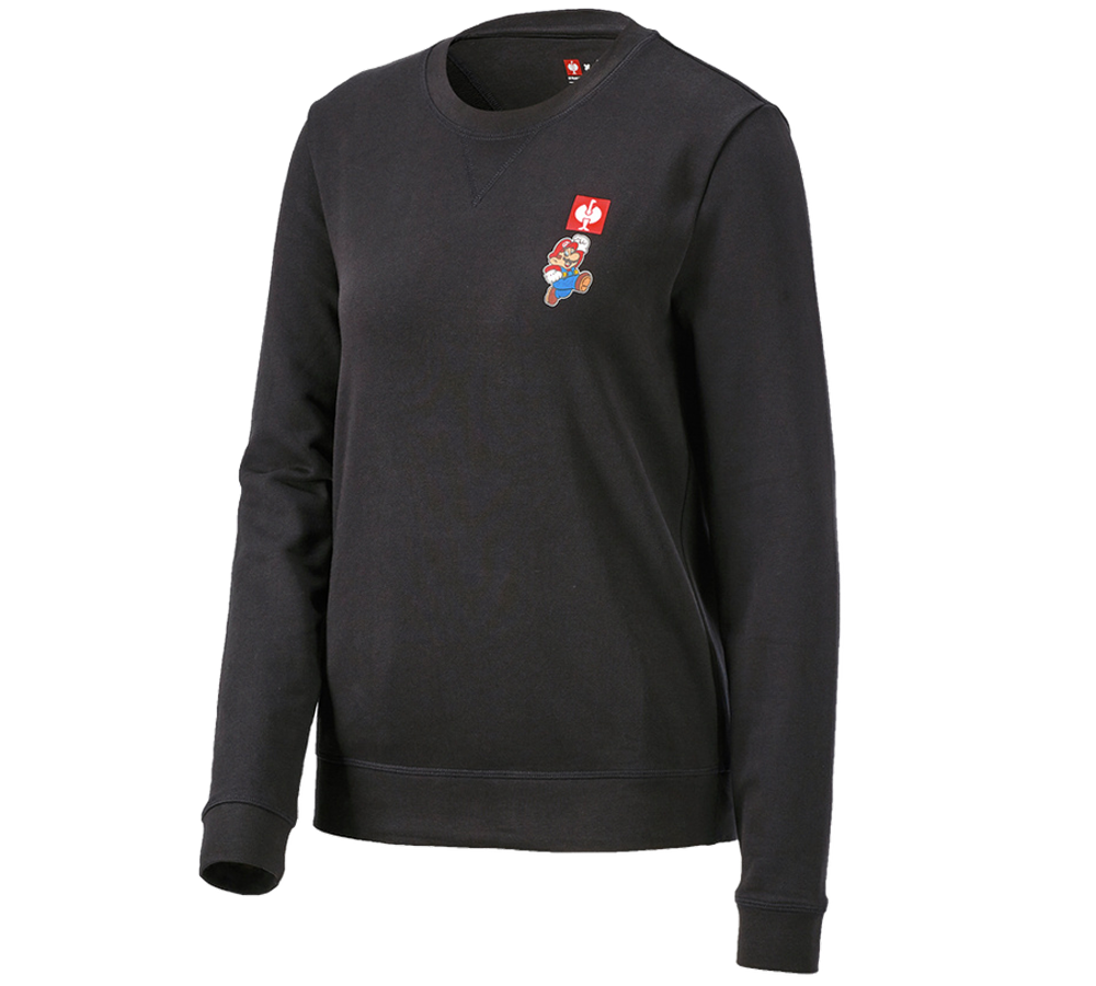 T-Shirts, Pullover & Skjorter: Super Mario sweatshirt, damer + sort