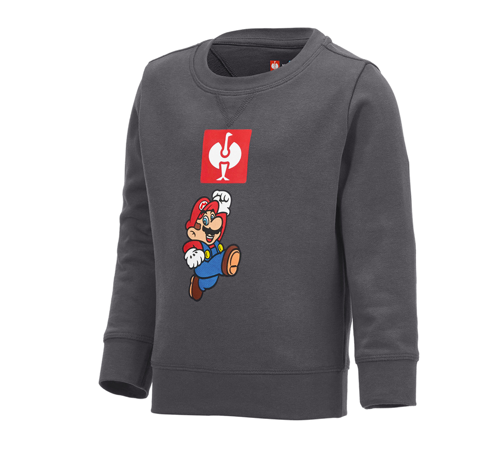 T-Shirts, Pullover & Skjorter: Super Mario sweatshirt, børn + antracit