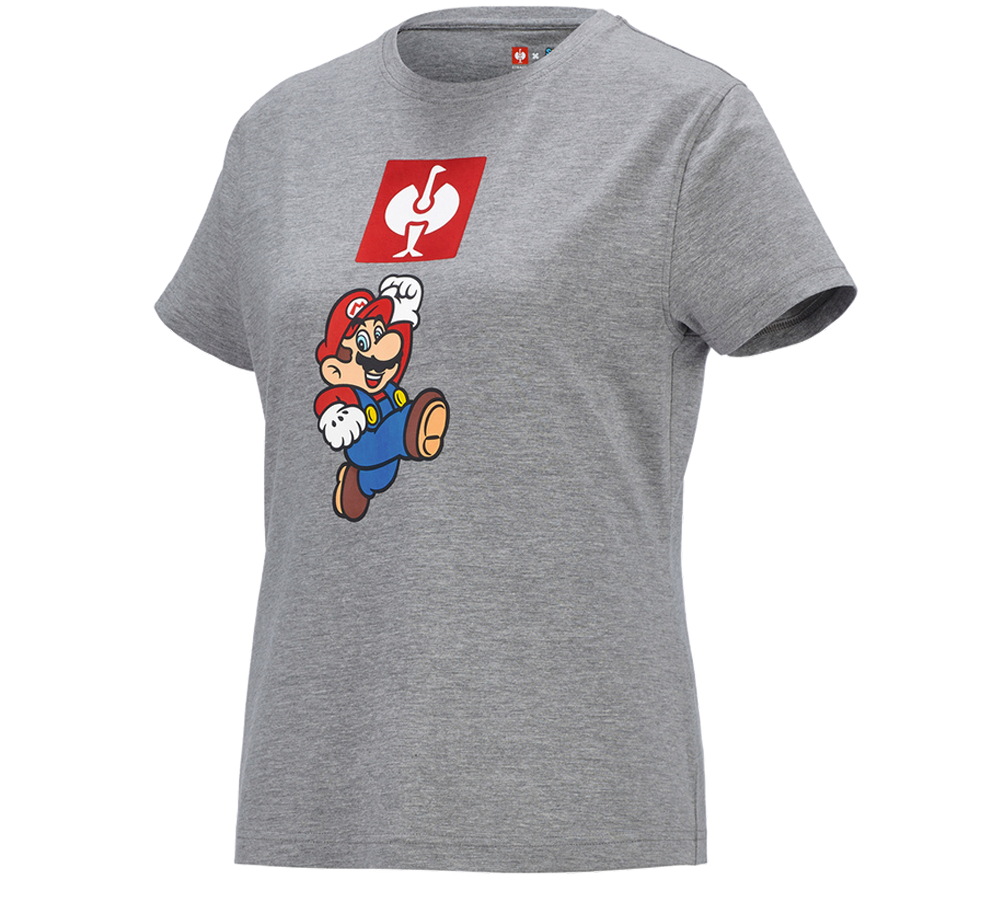 T-Shirts, Pullover & Skjorter: Super Mario T-shirt, damer + gråmeleret