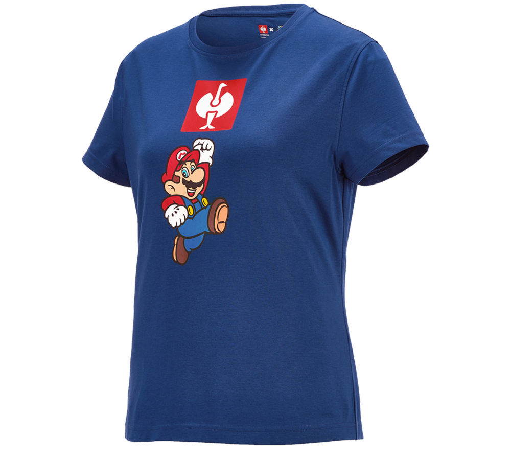 T-Shirts, Pullover & Skjorter: Super Mario T-shirt, damer + alkaliblå