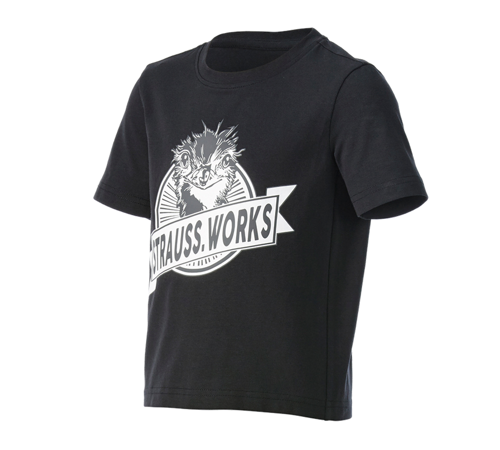 Beklædning: e.s. T-shirt strauss works, børne + sort/hvid