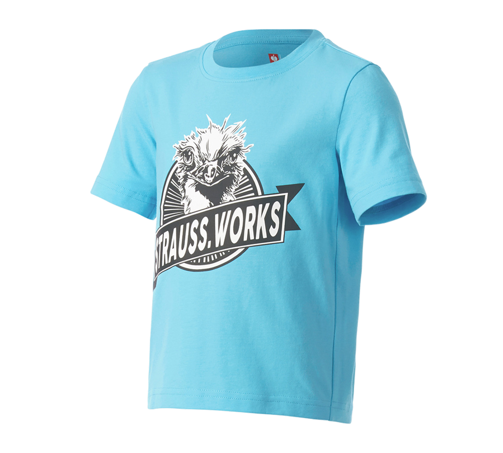 Beklædning: e.s. T-shirt strauss works, børne + lapisturkis
