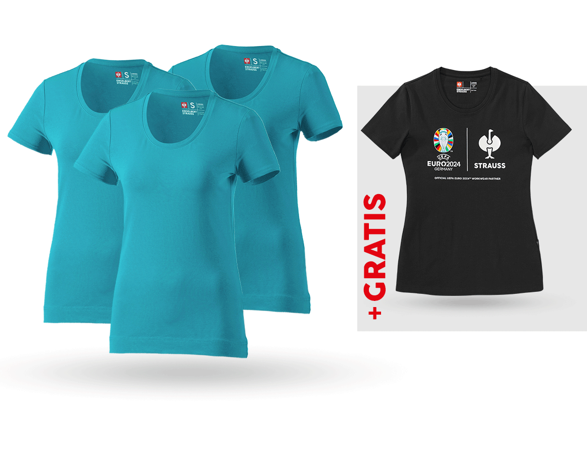 Beklædning: SÆT: 3x T-shirt cotton stretch, dame + shirt + ocean
