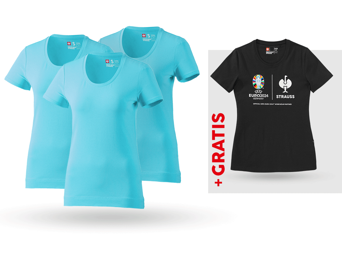 Beklædning: SÆT: 3x T-shirt cotton stretch, dame + shirt + capri