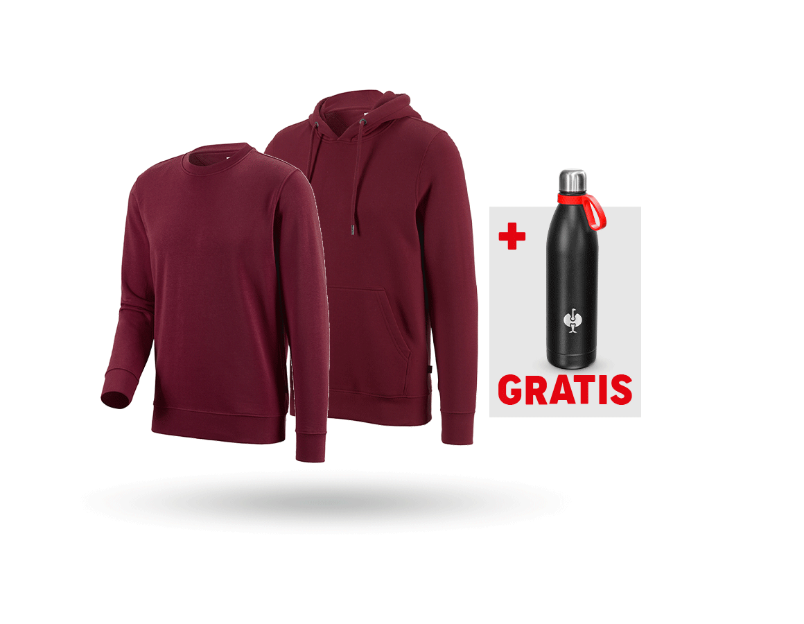 Beklædning: SÆT: Sweatshirt + hoody-sweatshirt poly cotton + bordeaux