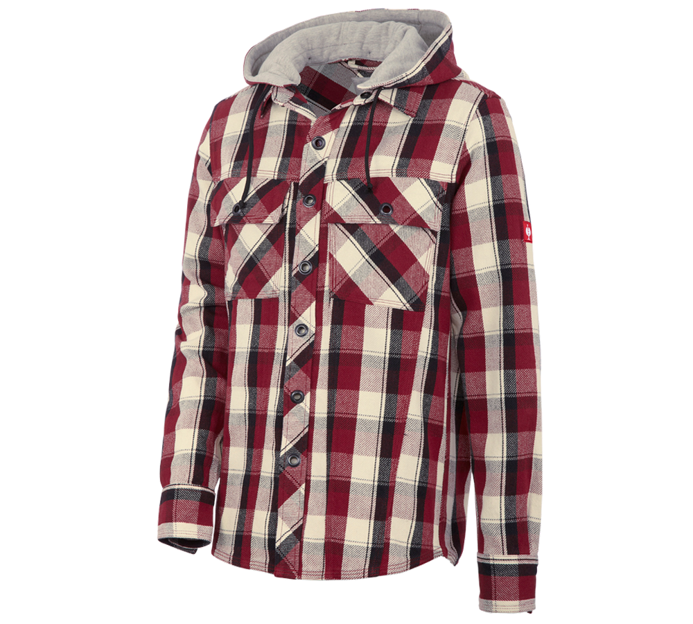 T-Shirts, Pullover & Skjorter: Hætteskjorte e.s.roughtough + rubin/sort/natur