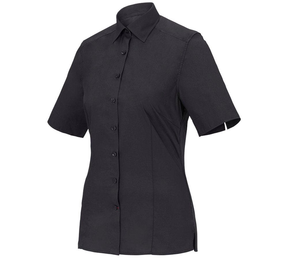 T-Shirts, Pullover & Skjorter: Businessbluse e.s.comfort, kortærmet + sort