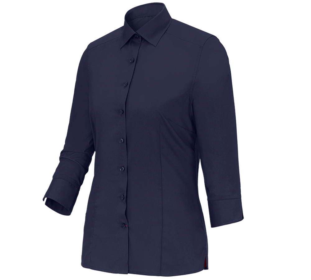 T-Shirts, Pullover & Skjorter: Businessbluse e.s.comfort, 3/4-ærmer + mørkeblå